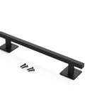 Antique Rustic 12 Inch Barn Door Handle, Solid Steel Heavy Duty Flush Square Base Pull For Gate Garage Sheds, Black Frosted Finish with screws