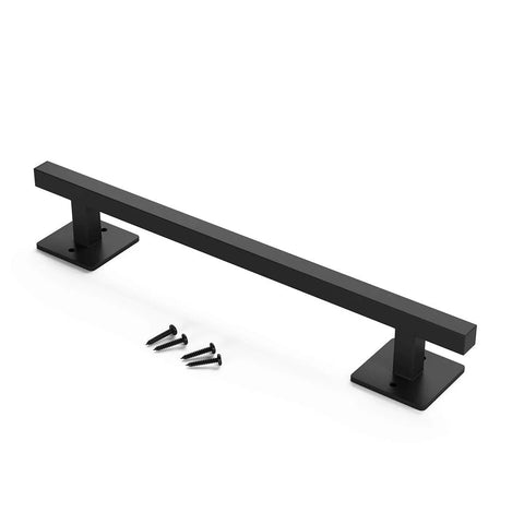 Antique Rustic 12 Inch Barn Door Handle, Solid Steel Heavy Duty Flush Square Base Pull For Gate Garage Sheds, Black Frosted Finish with screws