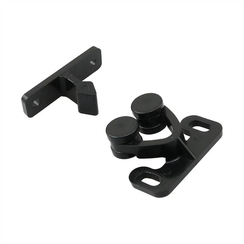 Black Spring Loaded Roller Door Catch Latch 4 Pack, 31 By 32 By 28 Mm Plastic Cabinet Collision Lock, Hardware parts in black.
