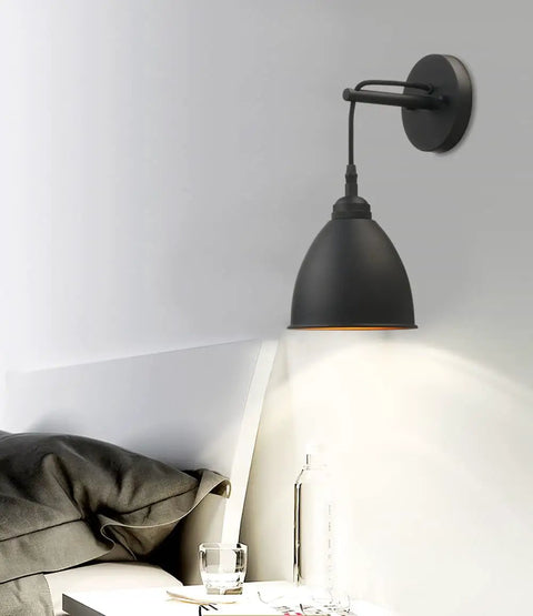 Dope Industrial Wall Sconce In Matte Black Finish Barn Style Farmhouse Wall Light With Metal Lampshade Hanging Wired for hallways and living rooms