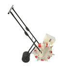 Manual Hand Push Seed Seeder With 7 Nozzles Adjustable Depth And Spacing Precision Planter For Corn Soybean Peanut Cotton Mung Bean Large Capacity Roller Seeder For Garden Farm side view