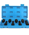 Eight Piece Twist Tight Socket Set With Zero Play And Rock Solid Grip For Beaters And Daily Drivers Cr Mo Steel Drive Tools Garage Essentials With Durable Case in a blue storage case.