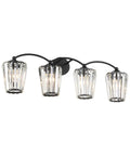 Black Crystal Vanity Light Fixtures For Bathroom Four Light Crystal Wall Sconce With Dimmable E26 US Socket Excludes Bulb Modern Crystal Bath Lighting For Hallway Or Powder Room