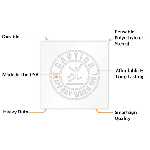 Heavy Duty Kickass Slippery When Wet Warning Stencil With 18 Inch Circle Pattern Hella Durable 63 Mil Plastic Floor Stencil For Bathrooms And Locker Rooms Easy Peasy Cleanup