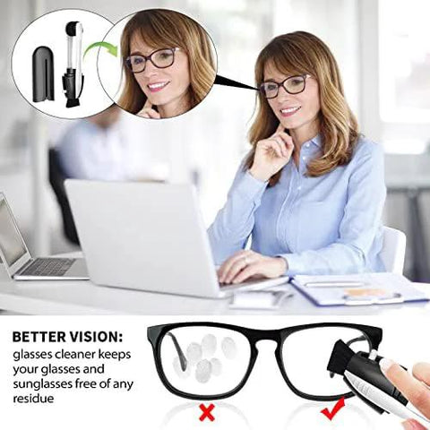Front view of portable microfiber eyeglass cleaner (3 count) with carbon microfiber technology and mini sunglasses brush.
