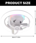 Lonfgrc Aromatherapys Oscillating Ceiling Fan Light with Multiple Lighting Modes for Living Room Home Restaurant Comfort White, top view with dimensions.