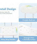 Adjustable Bathtub Shower Chair With Removable Back No Fuss Tool Free Assembly Anti Slip Bath Stool showing backrest, handles, and seat details