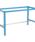 Blue frame of Heavy Duty Shop Beast 72X30 Industrial Workbench With Storage Drawer And Upright Shelf, showing sturdy structure.