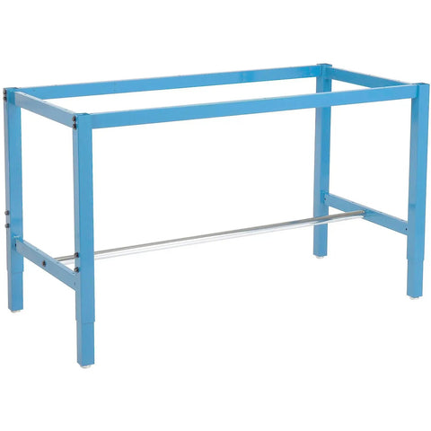 Blue frame of Heavy Duty Shop Beast 72X30 Industrial Workbench With Storage Drawer And Upright Shelf, showing sturdy structure.