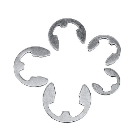 Assorted sizes of 304 Stainless Steel E Clip Retaining Snap Ring Circlip Kit 1.5 To 10mm Fits Shaft Grooves And Machinery Durable Silver Finish