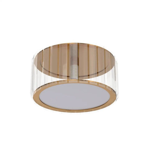 Modern Ceiling Light Fixture Mini Flush Mount Crystal Chandelier For Hallway Bedroom And Bathroom, gold finish, side view