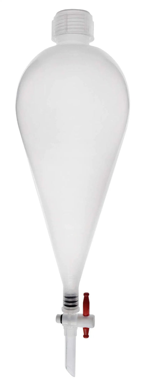 TopShelf 500Ml Polypropylene Separatory Funnel Heavy Duty Built Tough With NoSweat PTFE Stopcock And LeakProof Screw Cap, clear design.
