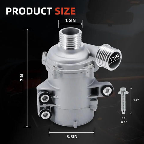 Heavy Duty Electric Engine Water Pump For Bmw 234 Series X1 X3 Z4 2012 Through 2018 with size dimensions 7in x 3.3in x 1.5in.