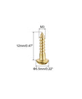 Brass Wood Screws M3 X 12mm Slotted Round Head Self Tapping Fasteners shown with measurements, corrosion-resistant for DIY use.