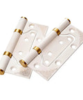 Stainless Steel Hinges Set 10 Pack White Bearing Hinges for Interior Doors and Cabinets, decorative design with gold accents
