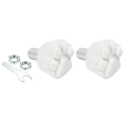 Roller Skate Stopper Rubber Brake Block Toe Stop With Adjustable Bolts Cat Claw For Quick Braking On Indoor And Outdoor Skates 0.6 Inch Dia Thread White includes two stoppers, bolts, and wrench.