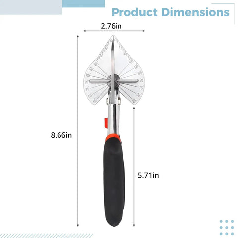 Front view of Miter Shears With Built In Angle Guide And Spare Blades Heavy Duty Metal Hand Tool, dimensions labeled.