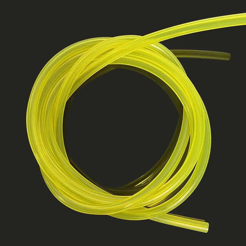 Coiled yellow tubing from Four Size Fuel Line Hose Kit For Small Engines Four Feet Each Includes 0.080 By 0.140 Inch