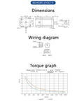 ZCBYBT CNC open-loop brake stepper motor 86HS85 spec sheet with dimensions, wiring diagram, and torque graph.