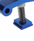 Super Cool Anu Limen T Track Clamp In Vivid Blue For Rocksolid Hold Downs On Your CNC Router And Woodworking Metal Parts Fixing Needs close-up of spring mechanism