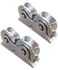 Top Shelf Iron Sliding Door V Wheel Track Rollers For Courtyard Gates And Fence Systems Featuring Smooth As Butter Glide Industrial Grade Replacement Hardware Set, 2 heavy-duty iron rollers.