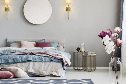 Bedroom with One Light Wall Sconce in Polished Nickel Finish, Transitional Coastal Traditional Modern Style for ambient lighting