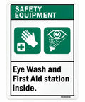 Eye Wash First Aid Sign Aluminum 12x8 Inches For Worksite Safety Notice With Green And White Design, Bold Black Text