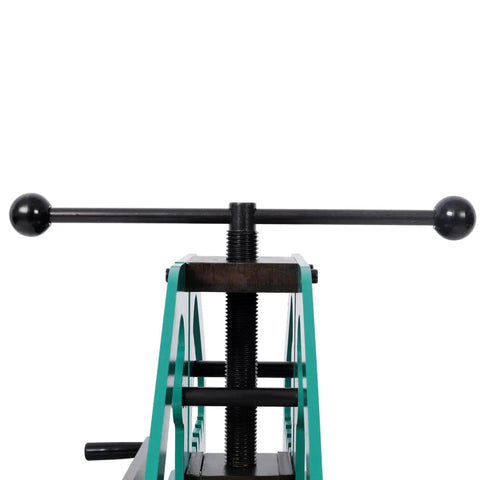 Heavy Duty Manual Tube Roller Bender Pipe Bending Machine Green Carbon Steel hand crank detail for tube shaping.
