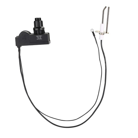 Electric Push Button Spark Igniter Replacement Kit For Fire Pit Burner System with two-outlet spark generator and 36 inch ground wire.