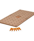 Centipede Work Stand Table Top for Portable Workbench 24 by 48 inches with wood top, dog holes, and twist lock handles in brown
