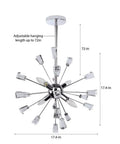 Four Light Crystal Sputnik Chandelier In Polished Chrome, Modern Ceiling Light Fixture With Dazzling Glass Orbs For Living Room.