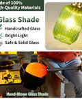 Farmhouse Island Lights for Kitchen, Kitchen Pendant Lighting over Island, handcrafted green glass shade with bright light.