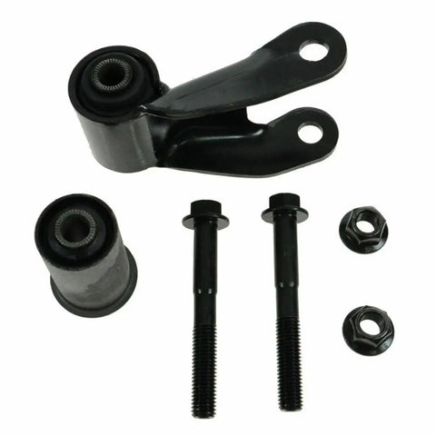 Upgrade Your Ride With This Top Tier Spring Shackle Repair Kit Tailored For Chevy Blazer And Cadillac Escalade Plus Suburban Trucks Ensure A Smooth Drive With Rear Left And Right Pair Setup Designed To Fit Classic Models From Late Eighties Through. black steel rear spring shackle kit with bolts and nuts