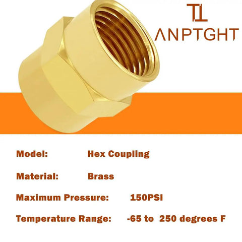 Two Pack Three Quarter Inch Brass Pipe Fittings NPT Couplers With Female Threads Easy Plug And Unplug Design Leak Free Corrosion Resistant