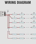 Wiring diagram for Daylight White 6500K 12V DC LED Modules For Sign Letters Waterproof Adhesive Backing 3 LEDs connections.