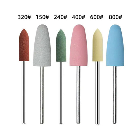 Pro Grade Six Pack Rubber Polishing Bits Set With Three Thirty Second Inch Shank For Rotary Tool Kit, six color-coded bits