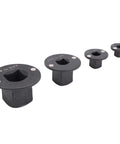 Heavy Duty Low Impact Socket Adapter Kit For Mechanics 4 Pieces Chrome Vanadium Steel Set With Magnetic Design To Tackle Hard Reach Bolts And Master Tough Jobs In Tight Confined Spaces Effortlessly. Four black socket adapters with size markings