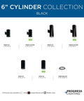 6-Inch Outdoor LED Cylinder Wall Sconce 2-Light Up And Down Mount, Modern Aluminum Exterior Light, Black options shown