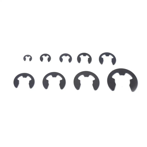 260 Piece E Clip Retaining Ring Snap Ring Kit with 9 Common Sizes from 3mm to 12mm Durable Heat Treated Carbon Steel Black Oxide Finish