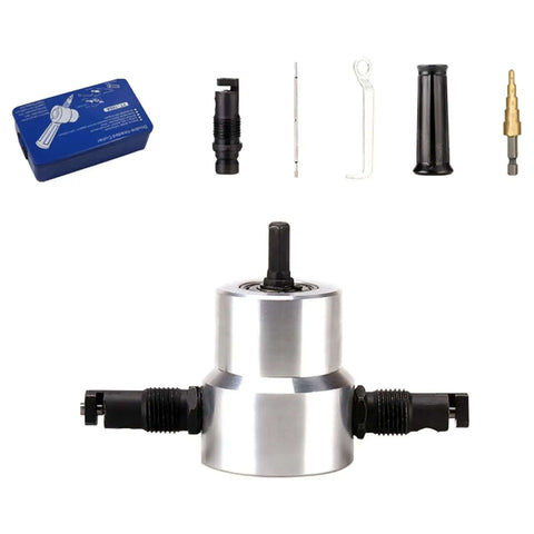 Double Head Metal Nibbler Cutter For Drill With 360 Degree Rotating Cutting Tool For Sheet Metal And Metal Plates, includes accessories