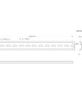 Technical drawing of Ten Pieces TS35 7.5 Slotted DIN Rail Zinc Plated SPCC Steel With RoHS CE 12 Inch Long 35mm Wide 7.5mm High Built Tough Durable