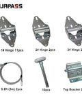 Garage Door Hardware Kit With Nylon Rollers Hinges Top Brackets And Seven Foot Cable for Quiet Replacement