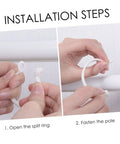 Installation steps for 60 Pack Plastic Circular Curtain Rings For Rods With Smooth Glide No Burr, Eyelet Design - hands attaching ring