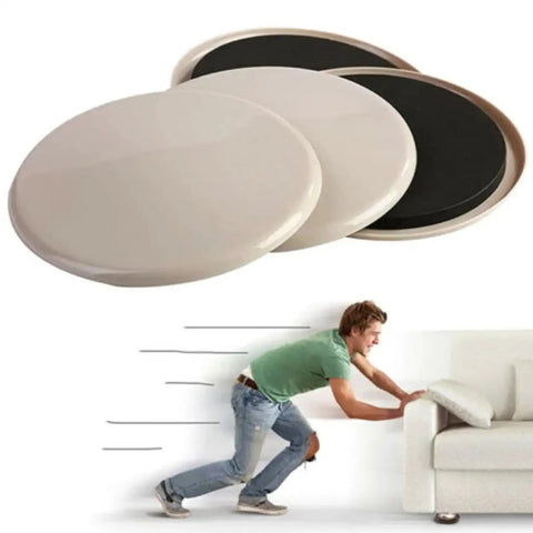 Heavy Duty Furniture Sliders 8 Pack Moving Pads For Hardwood Floors And Carpet Easy Glide under couch with a person using them.