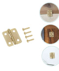 40 Pcs Miniature Brass Hinges With Screws For Jewelry Boxes And Dollhouses 270 Degree Tiny Hinge Hardware displayed with screws