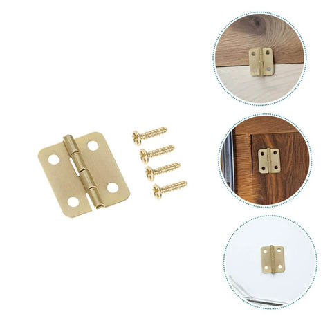 40 Pcs Miniature Brass Hinges With Screws For Jewelry Boxes And Dollhouses 270 Degree Tiny Hinge Hardware displayed with screws