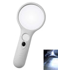 Handheld Magnifier With Light 3X And 45X Dual Magnification Loupe 3 LED Illumination For Reading Small Print Jewelry Inspection And Hobby Crafts White