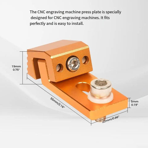 Low Profile Side Clamp Kit For CNC Routers Aluminum Hold Down Clamps With Serrated Grip displayed with dimensions