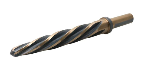 Pro Grade High Speed Steel Spiral Flute Car Reamer Set With Gold Oxide close-up of spiral flute reamer on white background
