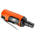Mini Pneumatic Straight Die Grinder 25000 RPM Inline Air Tool with orange grip design and hex key for maintenance.